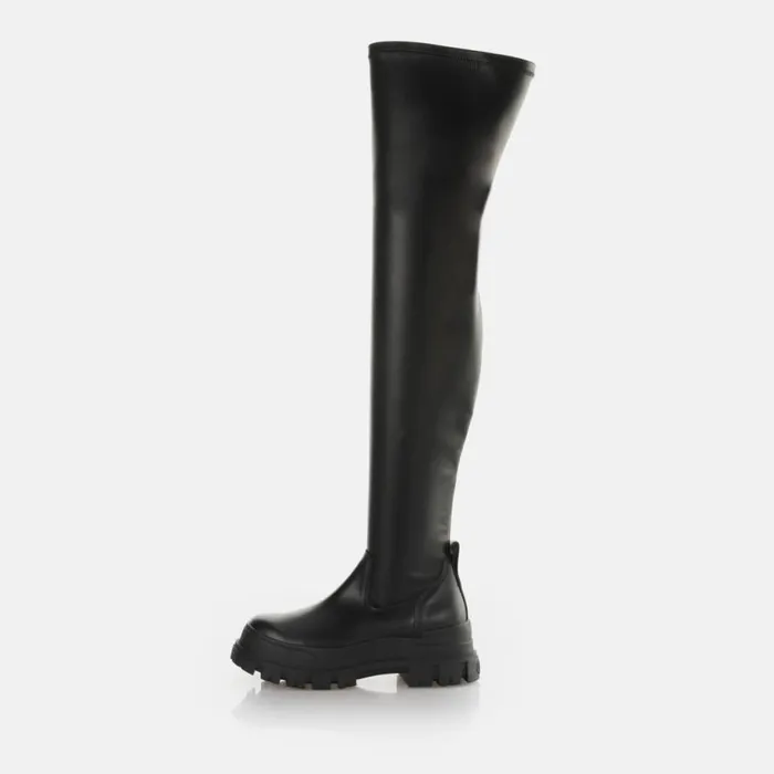 Shop Vegan Shoes BUFFALO Aspha Stretch Overknee Black
