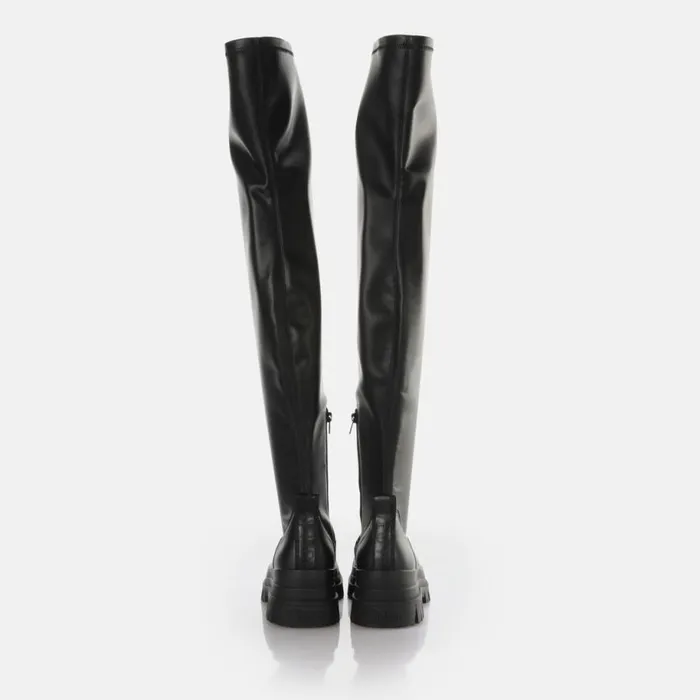 Shop Vegan Shoes BUFFALO Aspha Stretch Overknee Black