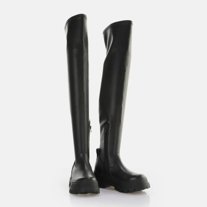 Shop Vegan Shoes BUFFALO Aspha Stretch Overknee Black