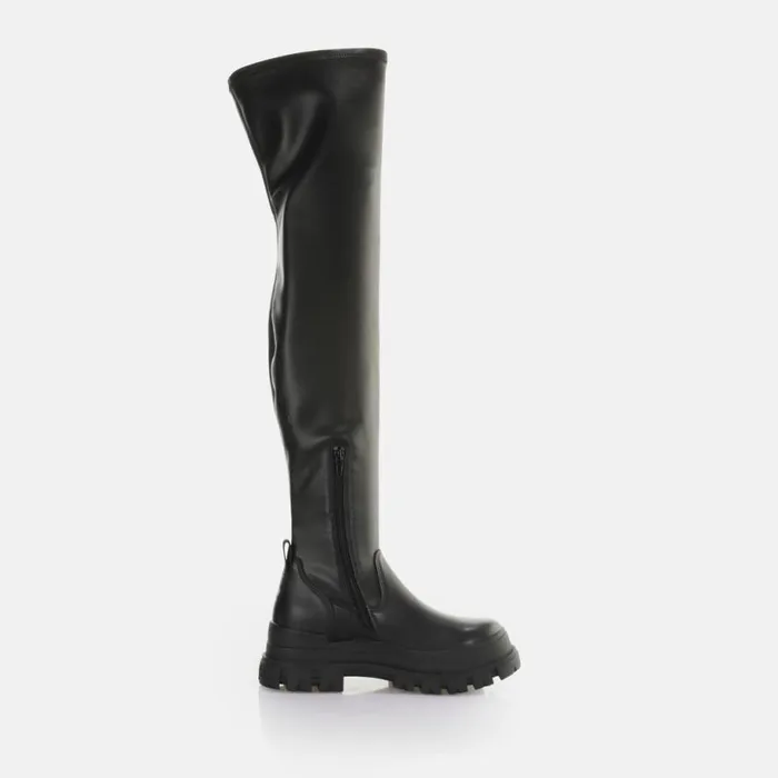 Shop Vegan Shoes BUFFALO Aspha Stretch Overknee Black