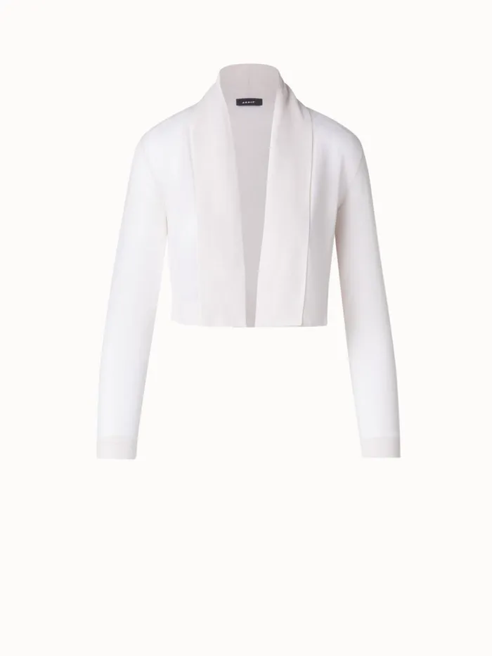 Short Cardigan In SemiSheer Cotton Blend Greige Women Akris Knitwear