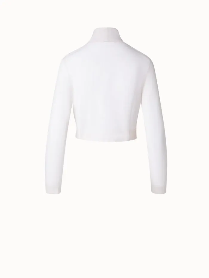 Short Cardigan In SemiSheer Cotton Blend Greige Women Akris Knitwear