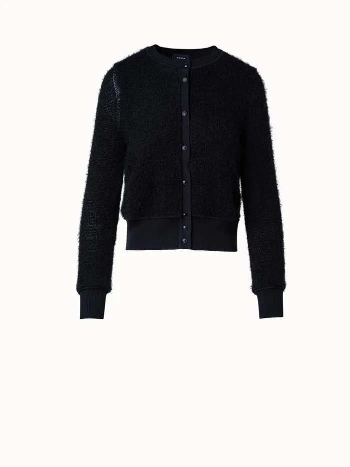 Short Cardigan In Silk Cashmere Blend Black Women Akris Cashmere
