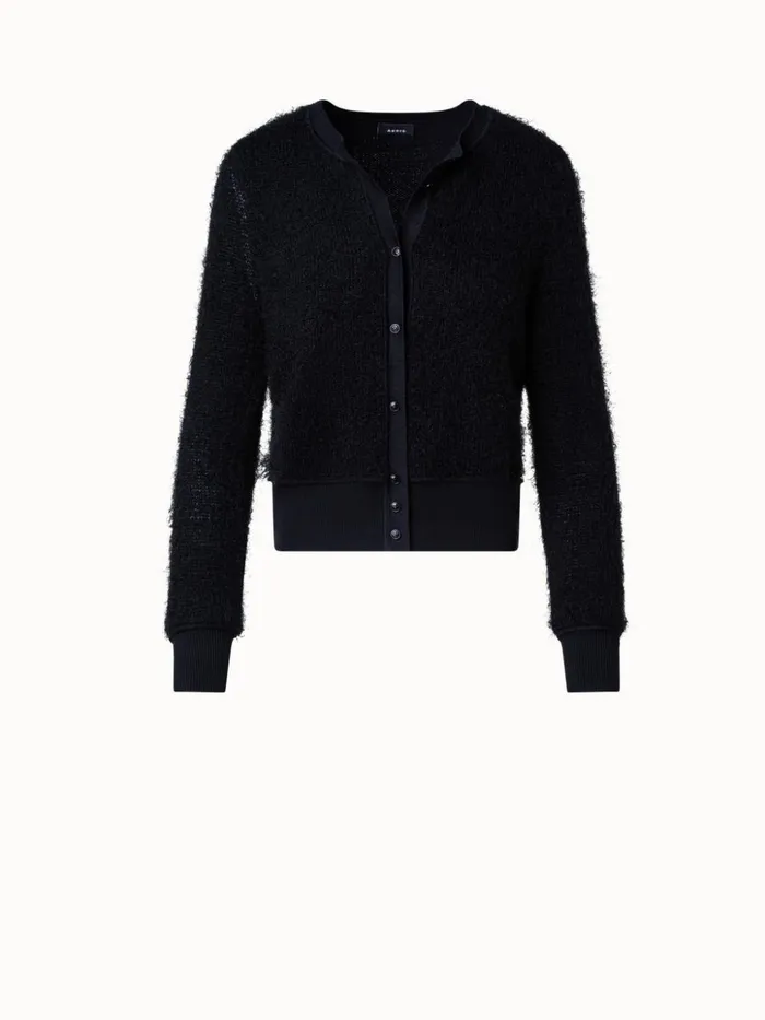 Short Cardigan In Silk Cashmere Blend Black Women Akris Cashmere