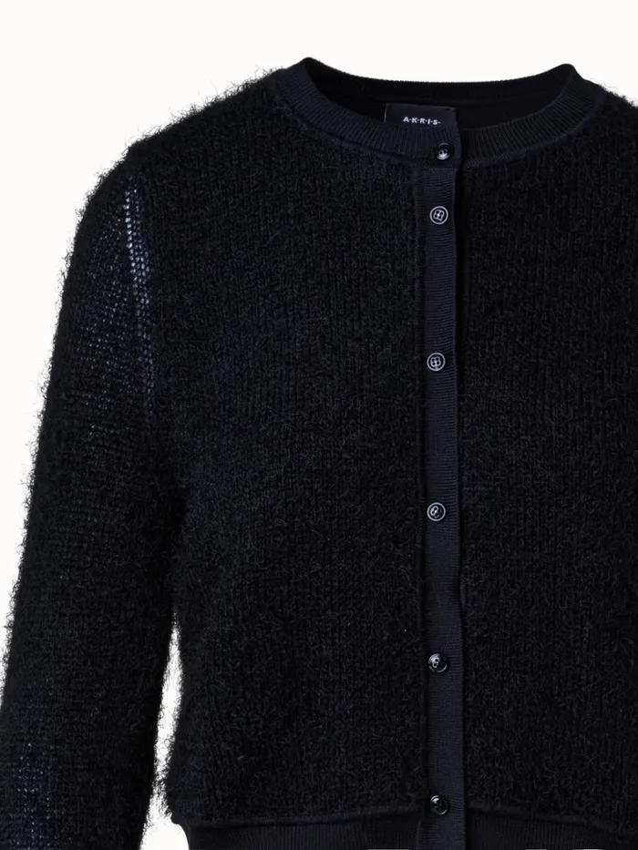 Short Cardigan In Silk Cashmere Blend Black Women Akris Cashmere