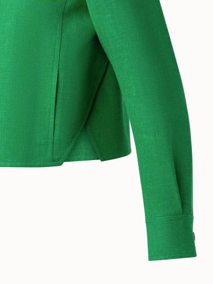 Short Linen Wool Shirt Jacket Leaf Women Akris Jackets