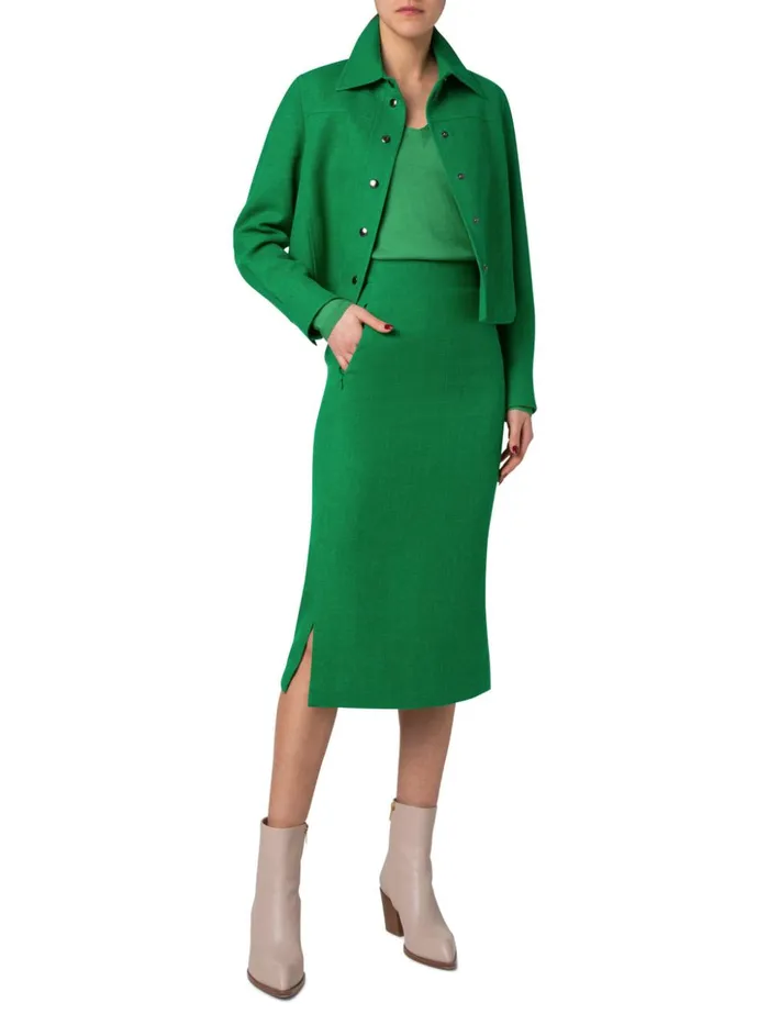 Short Linen Wool Shirt Jacket Leaf Women Akris Jackets