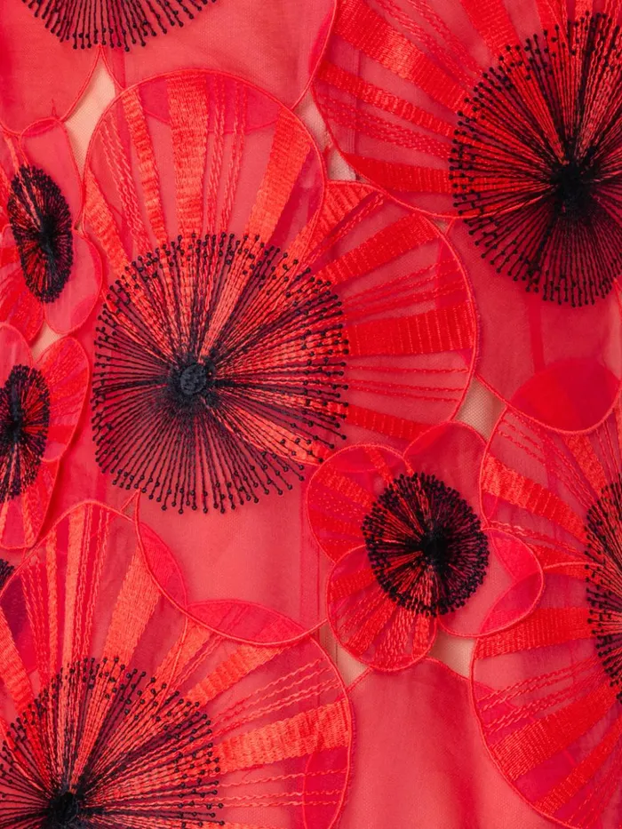 Short Sheath Dress With Allover Poppy Organza Flowers Poppyblack Women Akris Dresses