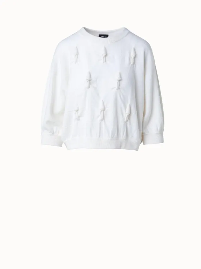 Short Sleeve 100 Cashmere Sweater With Knot Details Ecru Women Akris Cashmere