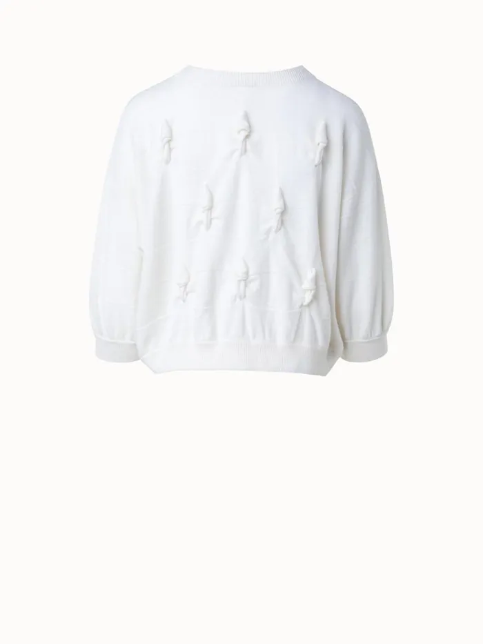 Short Sleeve 100 Cashmere Sweater With Knot Details Ecru Women Akris Cashmere