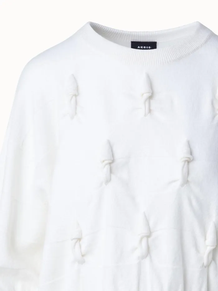Short Sleeve 100 Cashmere Sweater With Knot Details Ecru Women Akris Cashmere