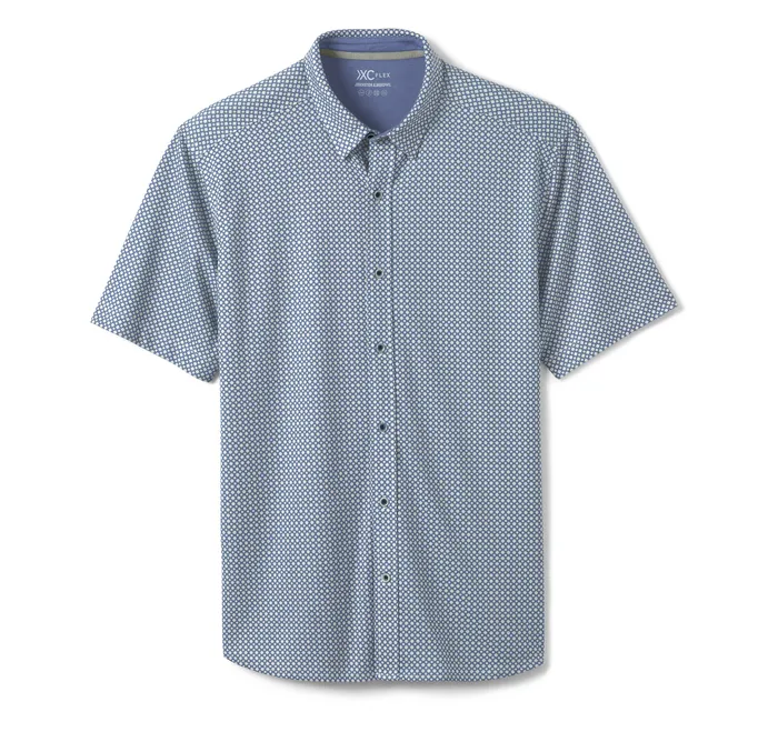 ShortSleeve Shirts XC Flex ShortSleeve Print Knit Shirt Light Gray Heather Johnston and Murphy Men