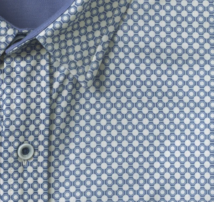 ShortSleeve Shirts XC Flex ShortSleeve Print Knit Shirt Light Gray Heather Johnston and Murphy Men