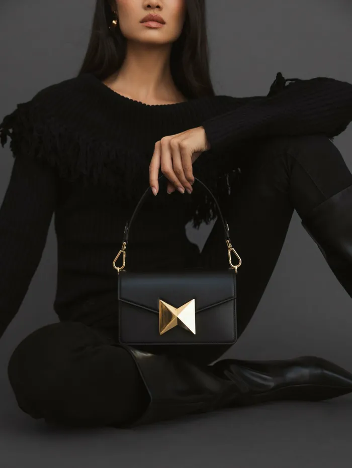 Shoulder Bags Classic Leather Shoulder Bag With Gold Hardware 8211 FINAL SALE Black 8211 Mac Duggal Women