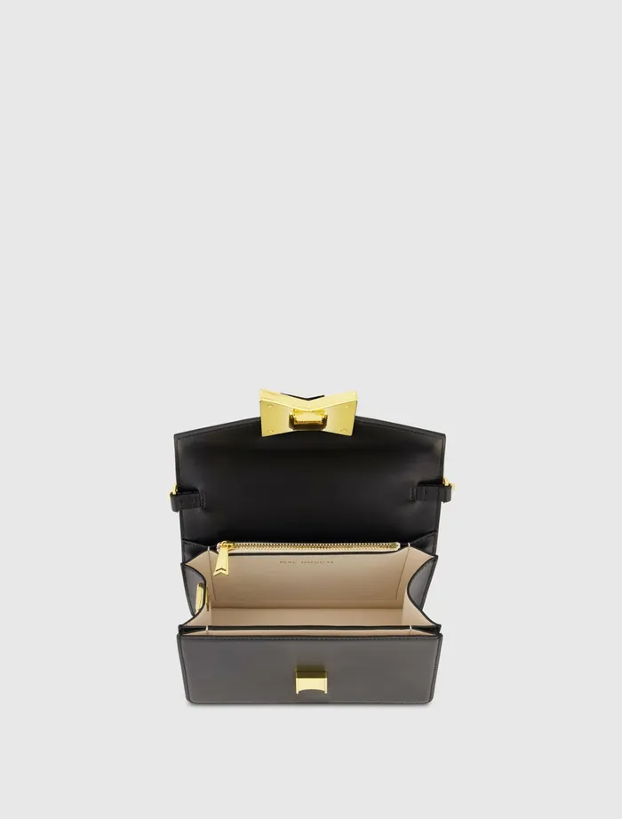 Shoulder Bags Classic Leather Shoulder Bag With Gold Hardware 8211 FINAL SALE Black 8211 Mac Duggal Women
