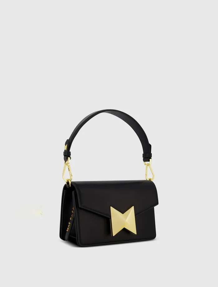 Shoulder Bags Classic Leather Shoulder Bag With Gold Hardware 8211 FINAL SALE Black 8211 Mac Duggal Women