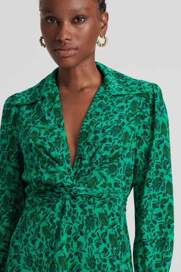 SILK BOTANICAL DRESS VERDE Women Dresses Scanlan Theodore SILK BOTANICAL DRESS VERDE Women Dresses Scanlan Theodore