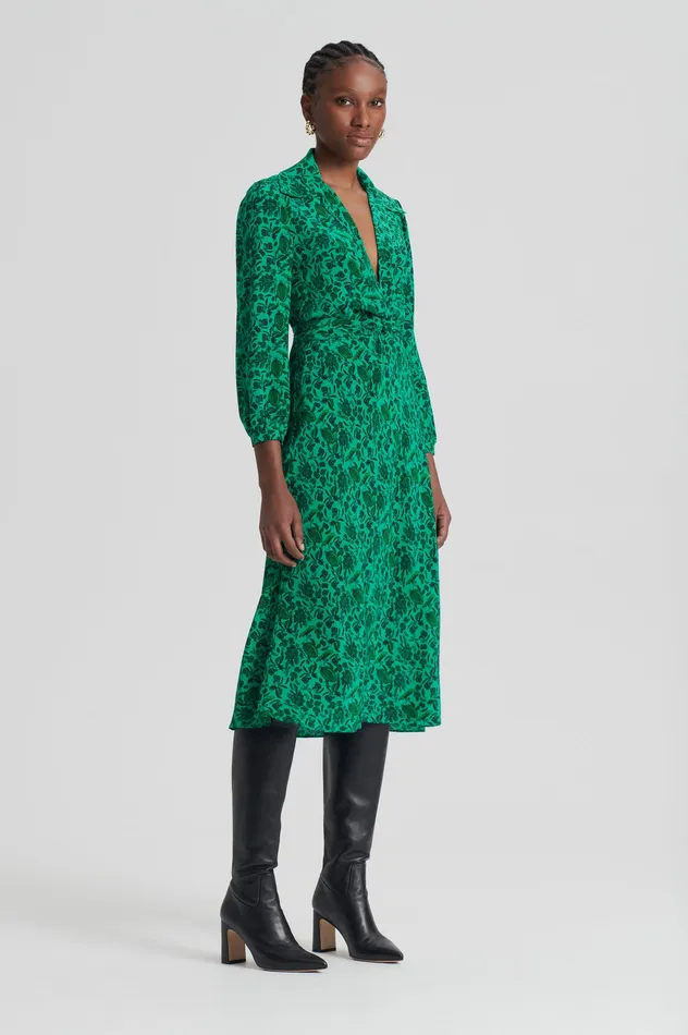 SILK BOTANICAL DRESS VERDE Women Dresses Scanlan Theodore SILK BOTANICAL DRESS VERDE Women Dresses Scanlan Theodore