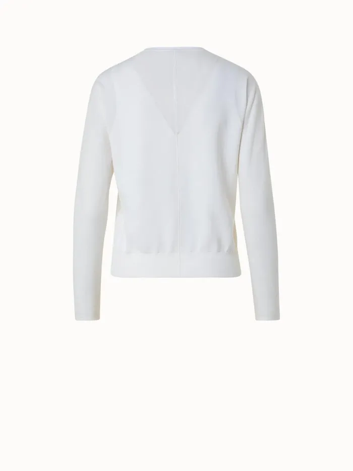 Silk Cotton Stretch Knit Pullover Ecru Women Akris Knitwear
