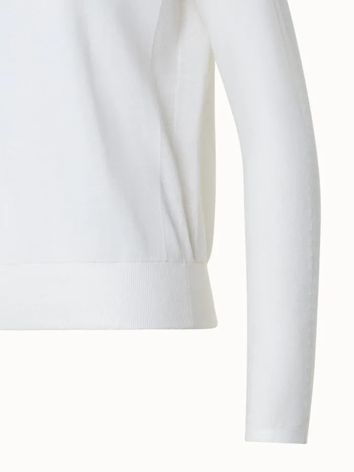 Silk Cotton Stretch Knit Pullover Ecru Women Akris Knitwear