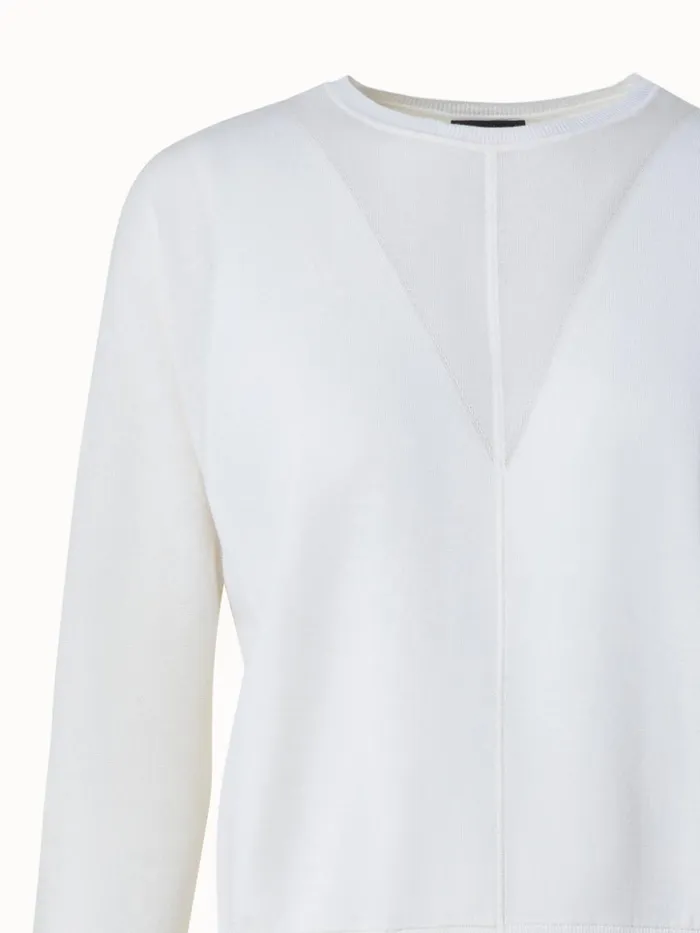 Silk Cotton Stretch Knit Pullover Ecru Women Akris Knitwear