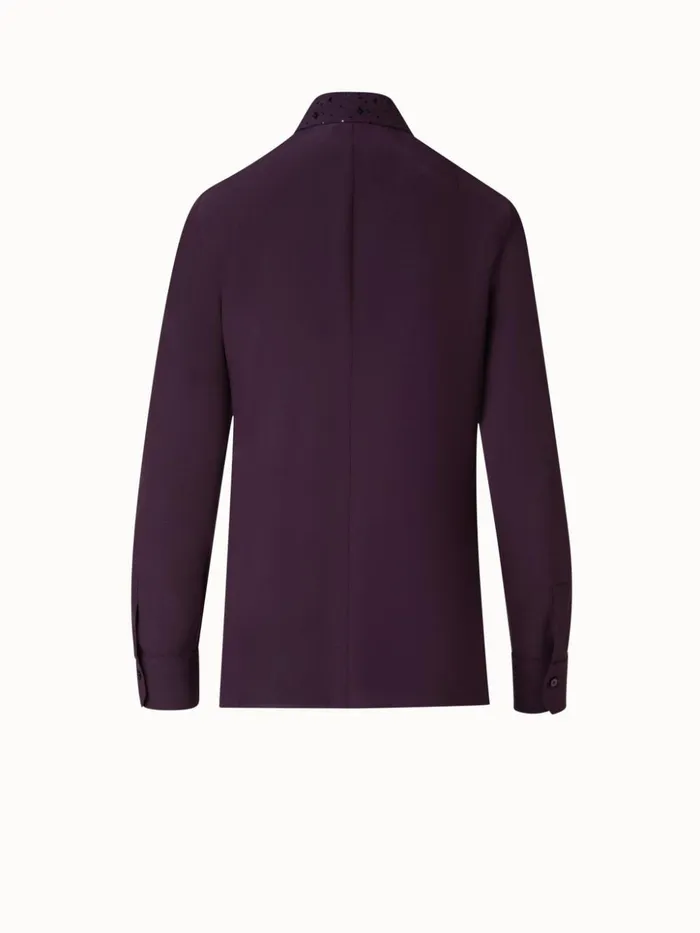 Silk Crpe Blouse With Pixel Foil Embellishment Blackberry Women Akris Blouses