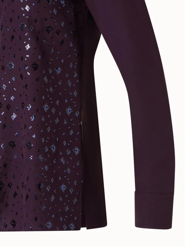 Silk Crpe Blouse With Pixel Foil Embellishment Blackberry Women Akris Blouses