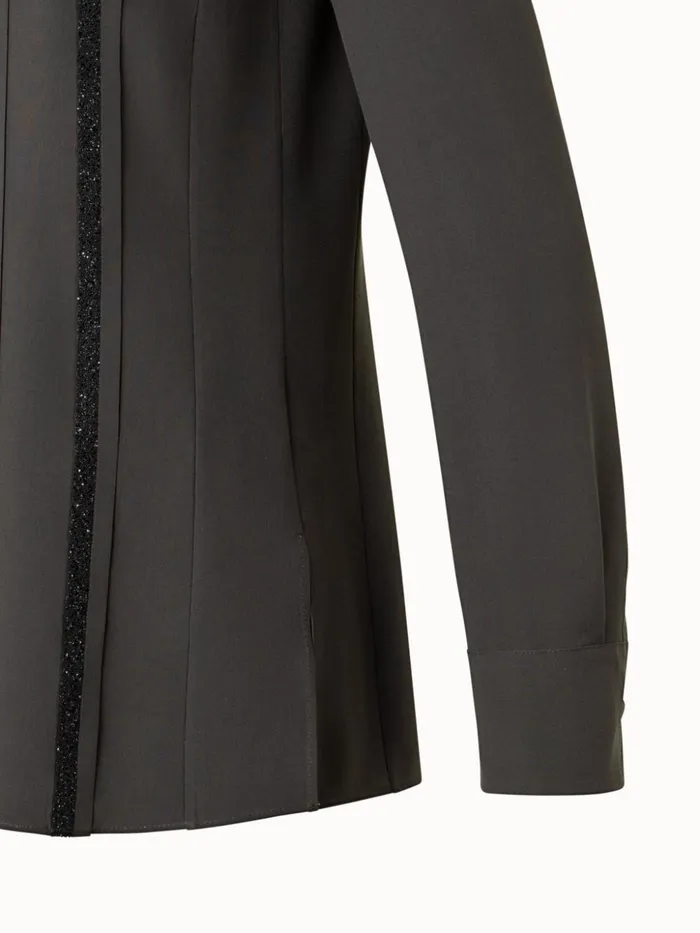 Silk Crpe Blouse With Swarowski Embellishment Moss Women Akris Blouses
