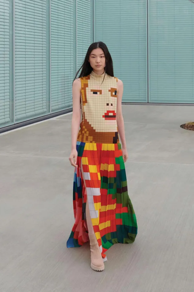 Silk Crpe Gown With Drei Teile Print Multicolor Women Akris Dresses