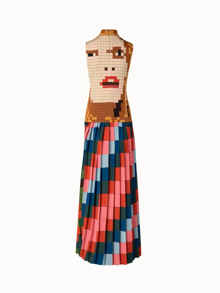 Silk Crpe Gown With Drei Teile Print Multicolor Women Akris Dresses