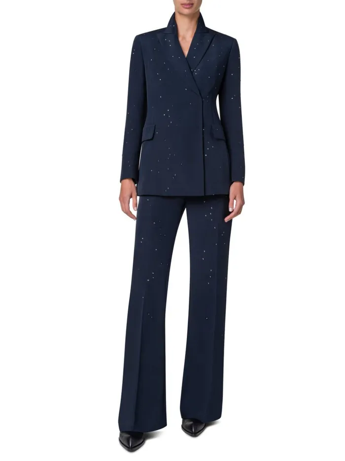 Silk Crpe Jacket With Swarovski Stars Navy Women Akris Jackets