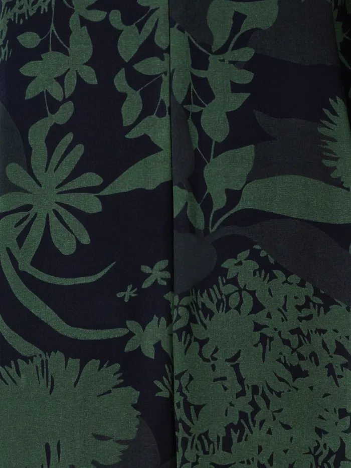 Silk Georgette Long Dress With Abraham Flower Print Moss Women Akris Dresses