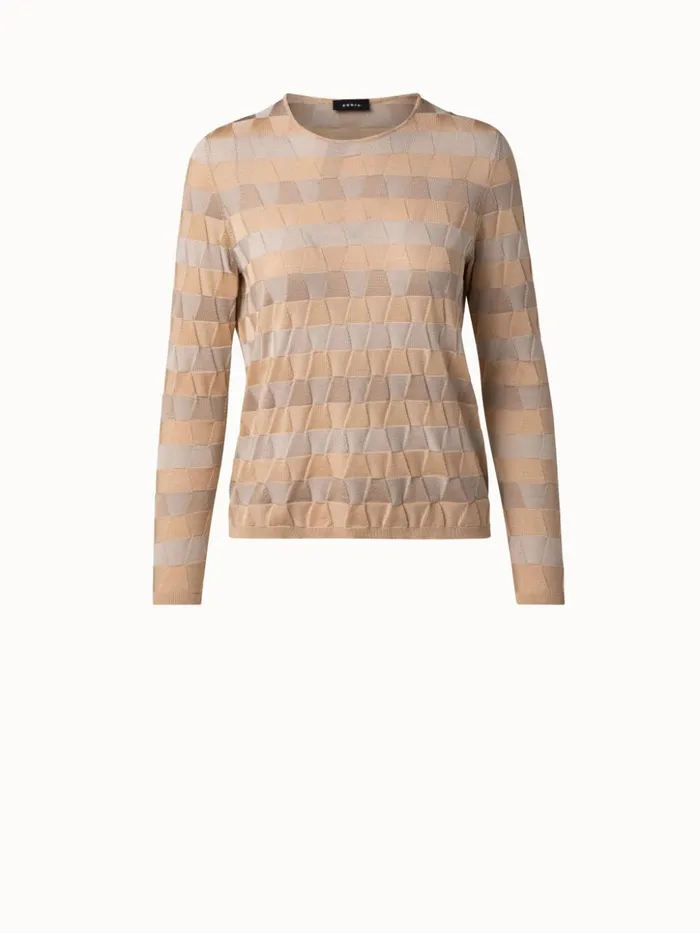 Silk Knit Pullover In Trapezoid Jacquard Cardboardcraftecru Women Akris Knitwear