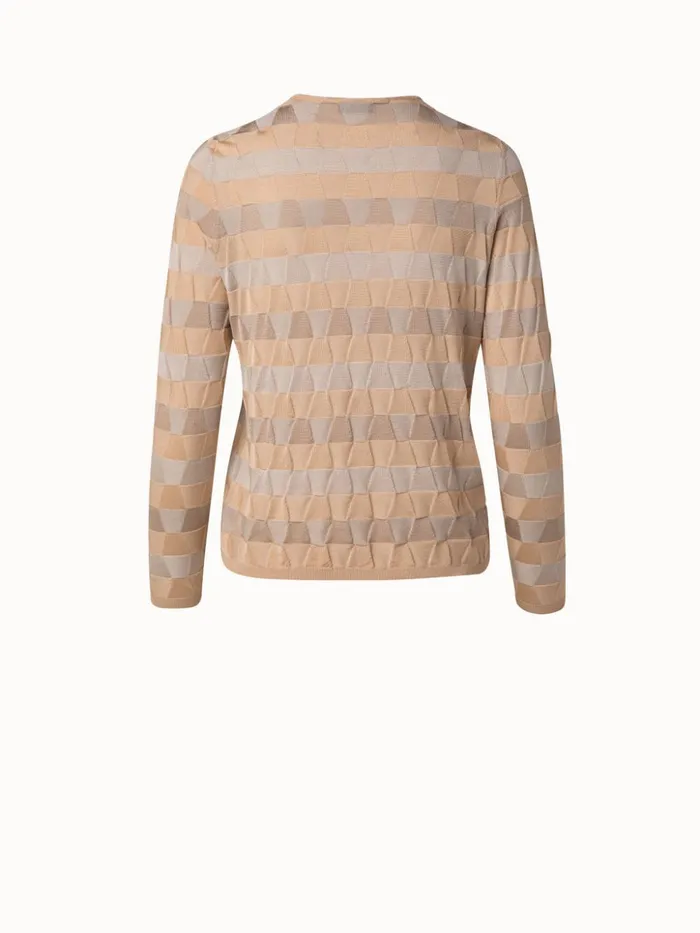 Silk Knit Pullover In Trapezoid Jacquard Cardboardcraftecru Women Akris Knitwear