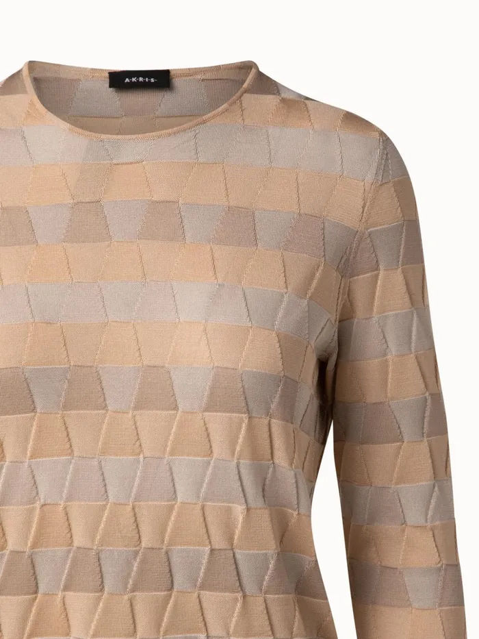 Silk Knit Pullover In Trapezoid Jacquard Cardboardcraftecru Women Akris Knitwear