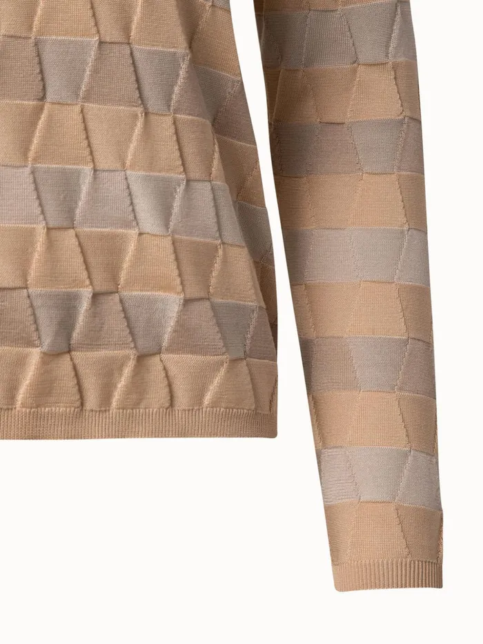 Silk Knit Pullover In Trapezoid Jacquard Cardboardcraftecru Women Akris Knitwear