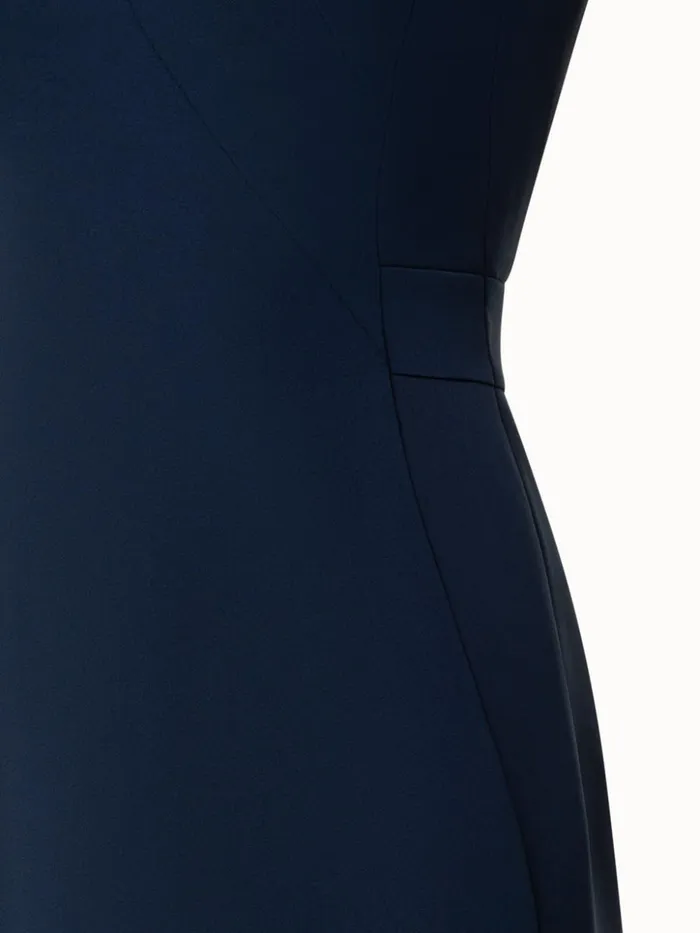 Silk Stretch Crpe Sheath Dress Navy Women Akris Dresses