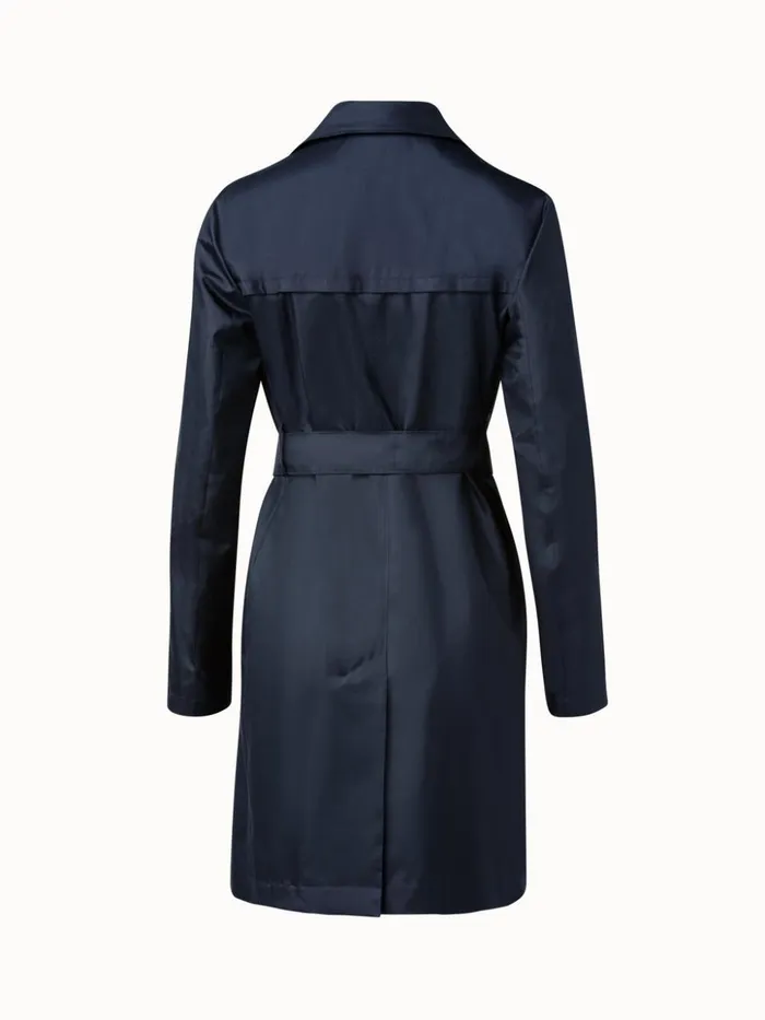 Silk Taffeta Trench Coat Navy Women Akris Coats