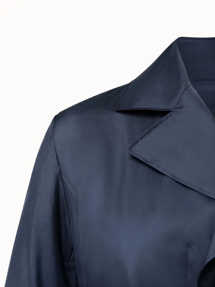 Silk Taffeta Trench Coat Navy Women Akris Coats