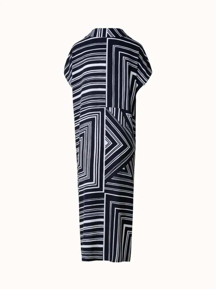 Silk Tunic Dress With Lizzi039s Lines Print Blackecru Women Akris Dresses