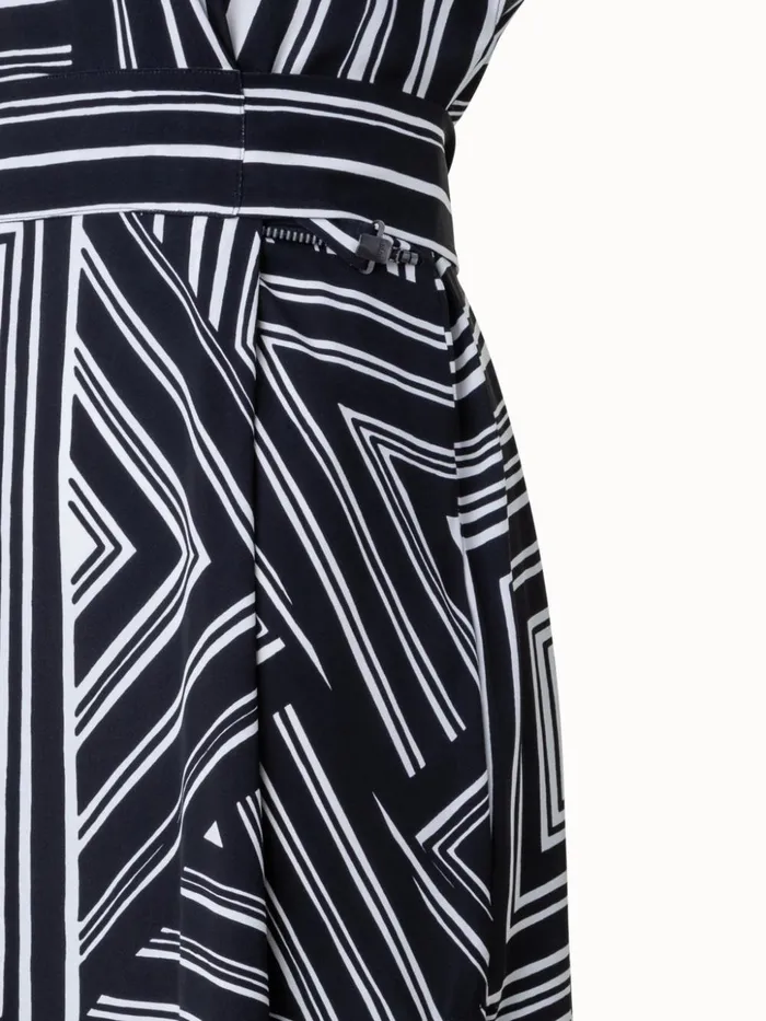 Silk Tunic Dress With Lizzi039s Lines Print Blackecru Women Akris Dresses