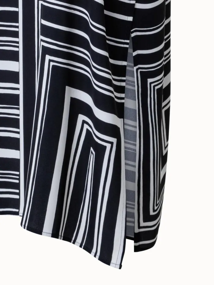Silk Tunic Dress With Lizzi039s Lines Print Blackecru Women Akris Dresses