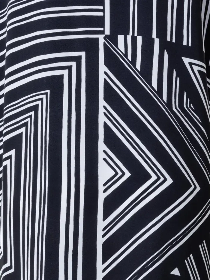 Silk Tunic Dress With Lizzi039s Lines Print Blackecru Women Akris Dresses