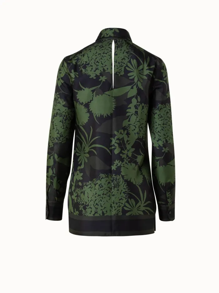 Silk Twill Tunic Blouse With Abraham Flower Print Oreganomoss Women Akris Blouses