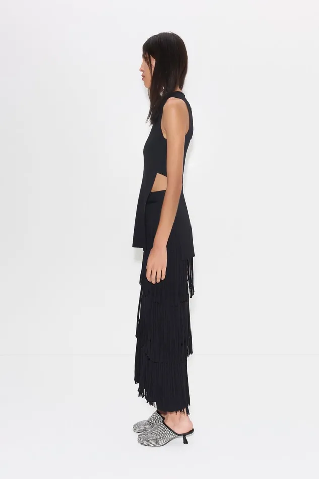 Simon Miller Bottoms Za Za Knit Fringe Skirt In Black 8211 Women