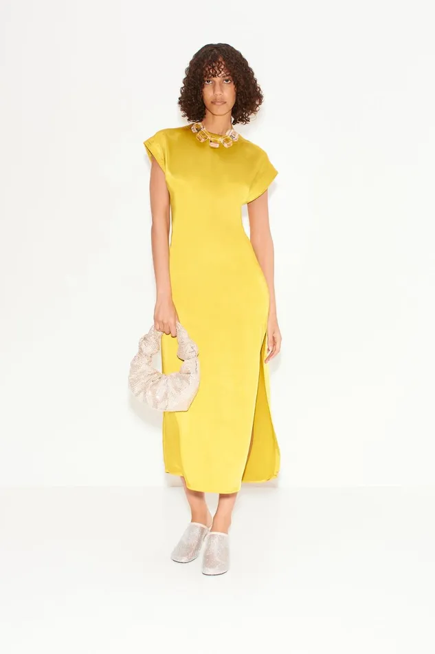 Simon Miller Dresses Argan Satin Dress In Star Gold 8211 Women