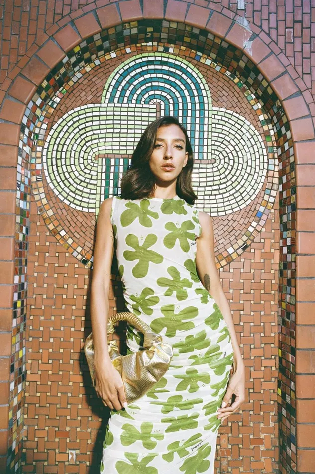 Simon Miller Dresses Tangier Printed Mesh Dress In GreenSeashell Floral 8211 Women