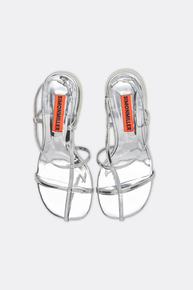 Simon Miller Heels Moderno Sandal In Silver Goat Leather 8211 Women