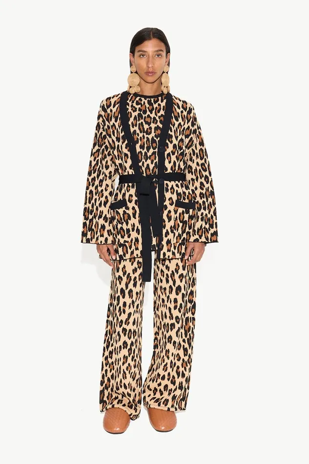 Simon Miller Knitwear Simon Miller Max Belted Knit Cardigan In Cheetah 8211 Women