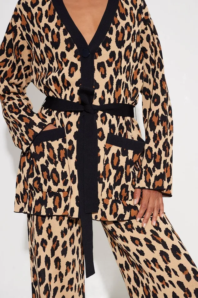 Simon Miller Knitwear Simon Miller Max Belted Knit Cardigan In Cheetah 8211 Women